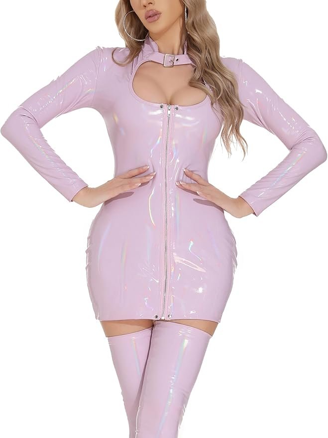Pink Electric Latex Dress